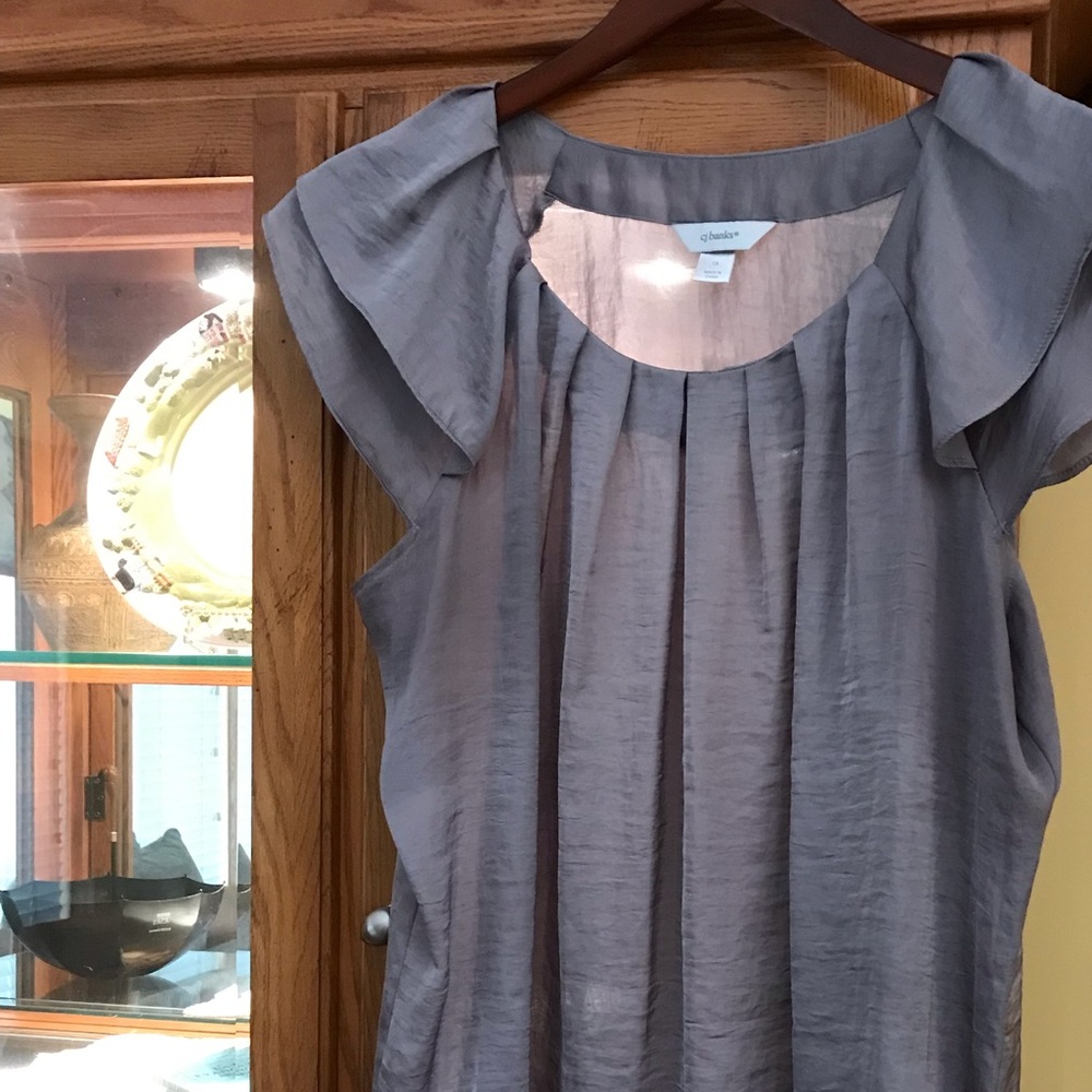 CJ Banks taupe top
